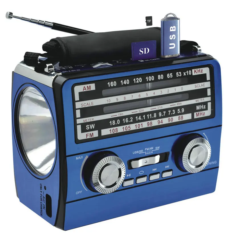 KNSTAR Portable FM AM SW 3 band USB/SD/TF MP3 player radio receiver with torch light  FP-1359BT