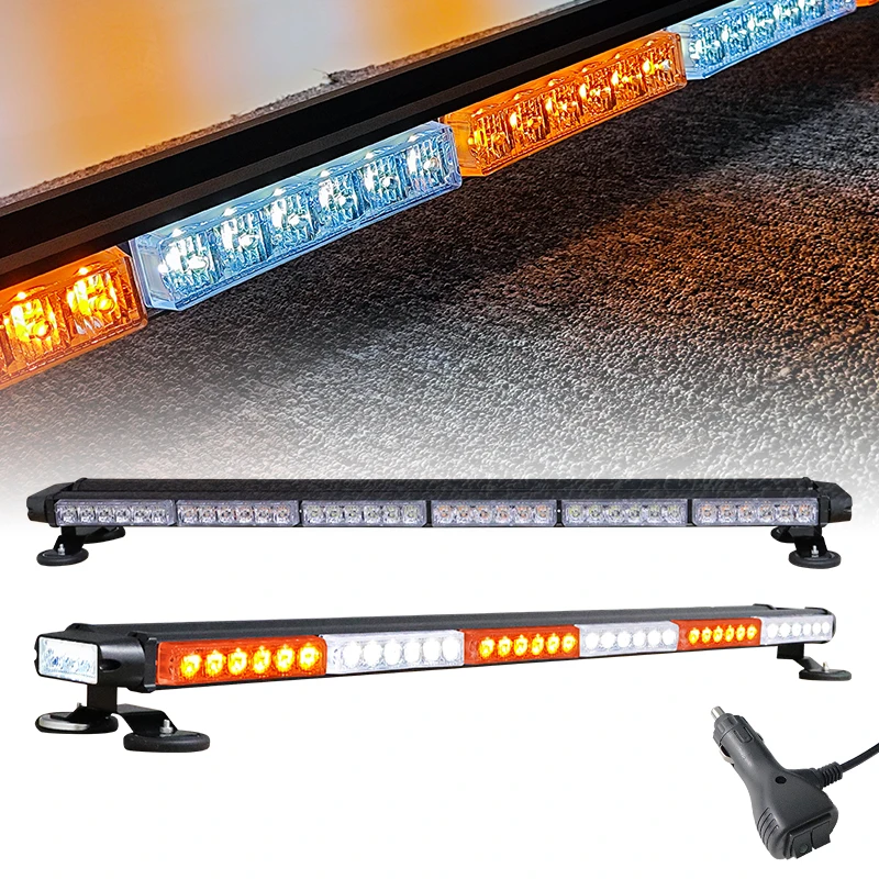 LED Car Truck Amber Emergency Lights Bar Beacon Led Strobe Warning Lamp Roof Top Plow Hazard Flash with Magnetic Base 12-24N