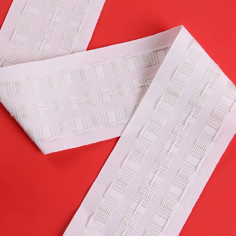 Wholesale 7.8cm white polyester curtain tape Opaque shrink belt for curtain