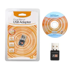 Mini USB WiFi Adapter For Desktop PC Laptop Computer 600Mbps Wi-Fi Adapter USB2.0 2.4G/5G Wireless Dongle Network Card With CD