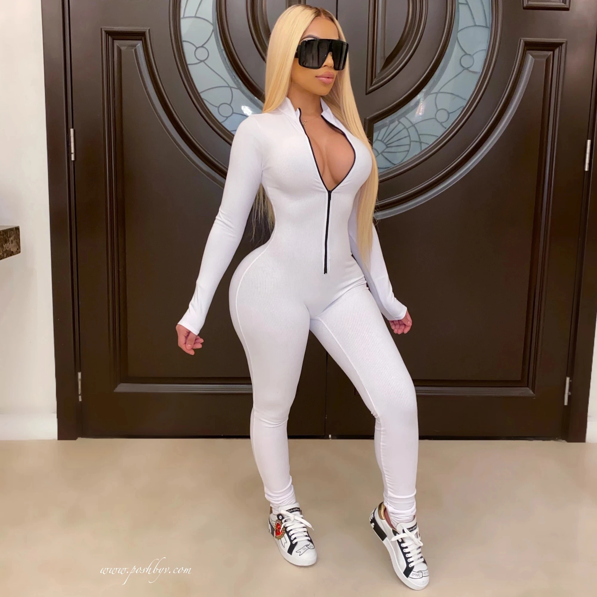 2020 fashion women outfit Custom Make New Arrival Sexy Tight Women Fashion Long Sleeves Pure Color One piece Jumpsuit