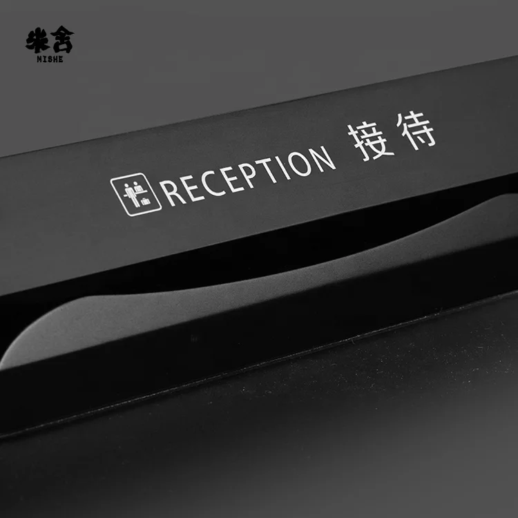 
hotel reception card cashier sign customized aluminum alloy table card creative design 