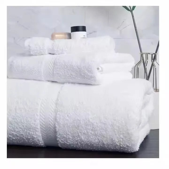 5 Star Hotel White Custom Logo Embroidered Luxury Soft Absorbent Bathroom Linen 100% Cotton Face Hand Bath Hotel Towel Set