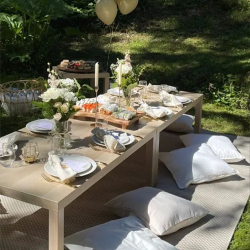 Dining Solid Party Wooden Birthday Modern Camping Slab LUXURY Event Garden Wedding Picnic Table