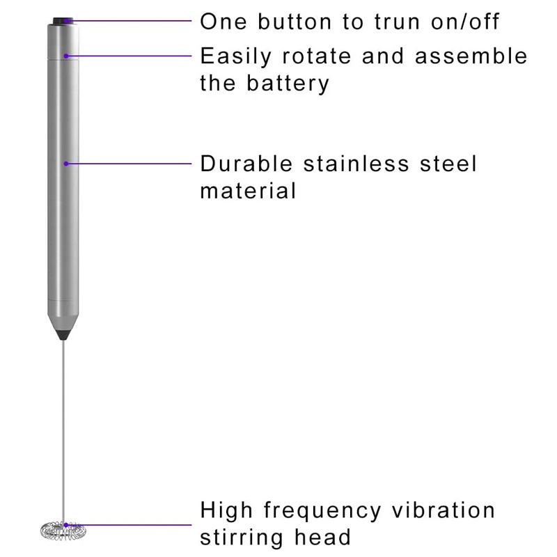 High Quality Hot Selling Electric Mixer Mini Manual Control Battery Powered Frother For Milk and Coffee