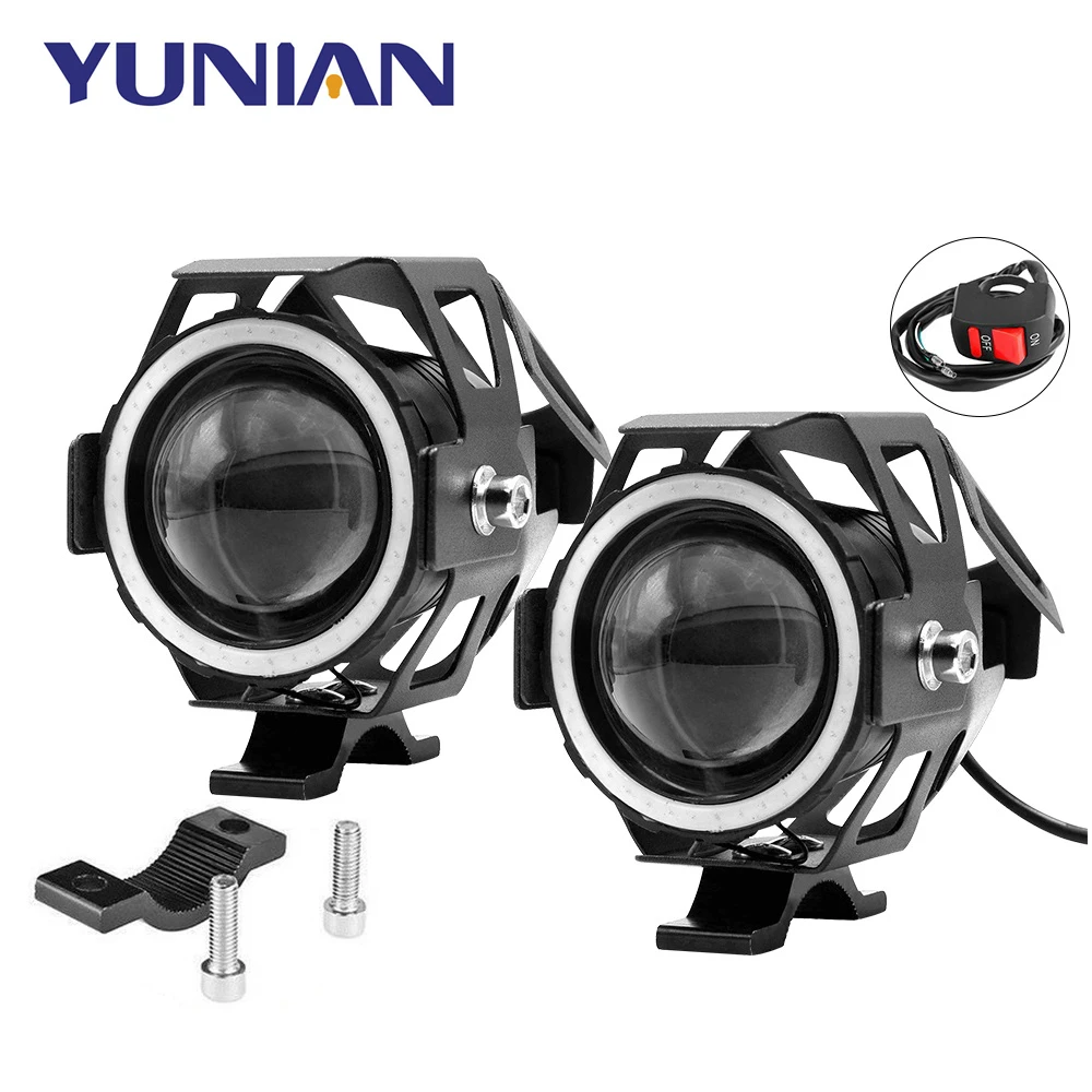 White Red Blue Yellow 125W Motorcycle Headlight Super Bright Auxiliary Lamp U7 LED Headlamp Moto Work Driving Car Foglight