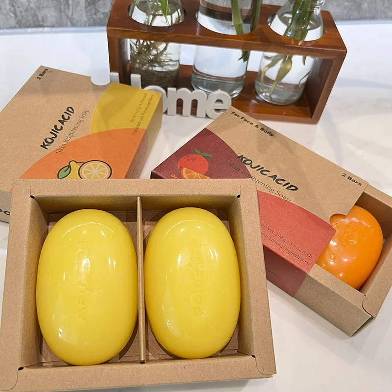 2 Pack Acne Black Spot Remove Lemon Orange Kojic Acid Soap Of Lemon Turmeric Kojic Acid Soap