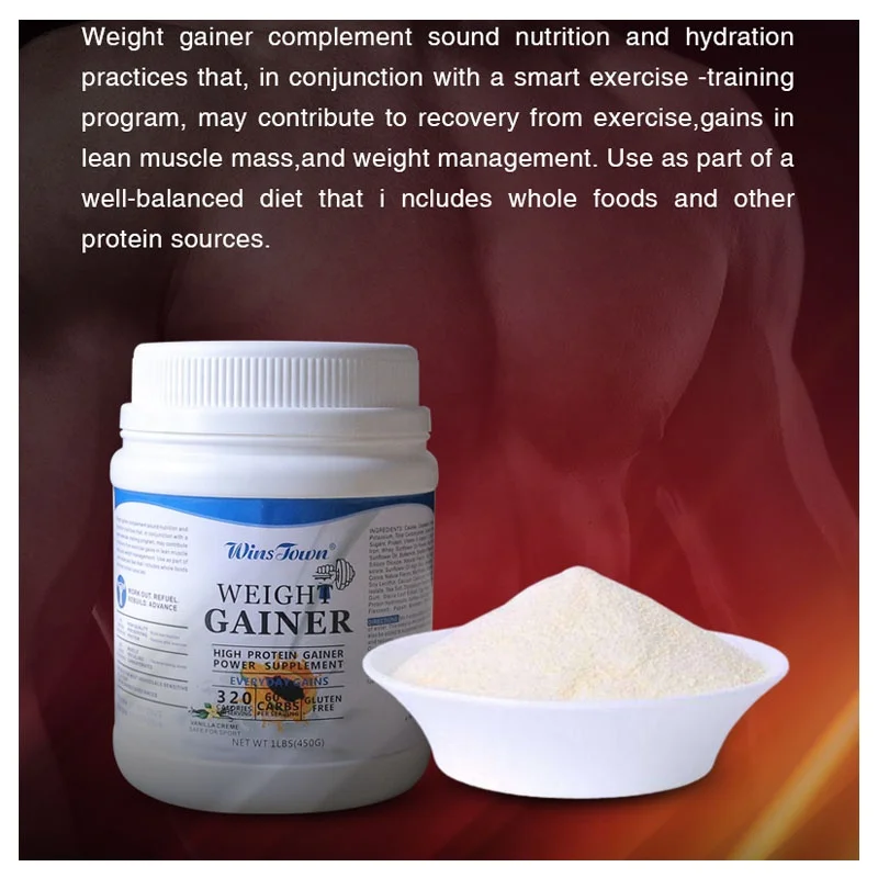 Weight gainer protein muscle growth whey Protein isolate powder sugar free and halal Promotes Healthy weight gain supplements