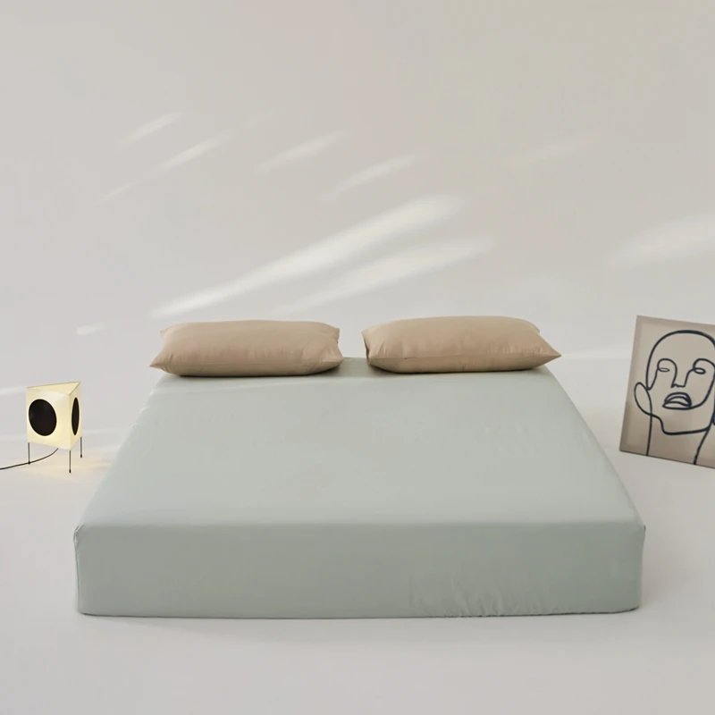 100% Cotton 40S Fitted Sheet Solid Bed Soft Mattress Cover Colorful 180*200 Lazy Style Home Textile 1PC Fitted Sheet Solid Brief