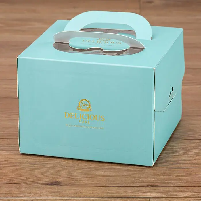 Buy cheap paper box with handle gift box packaging custom logo folding cake box with cake board inside