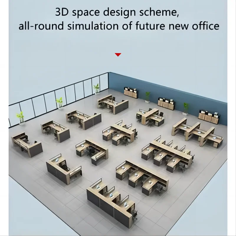 Liyu furniture Modular Staff office table design Indoor Modern wooden with  high side cabinet work station Office Partitions