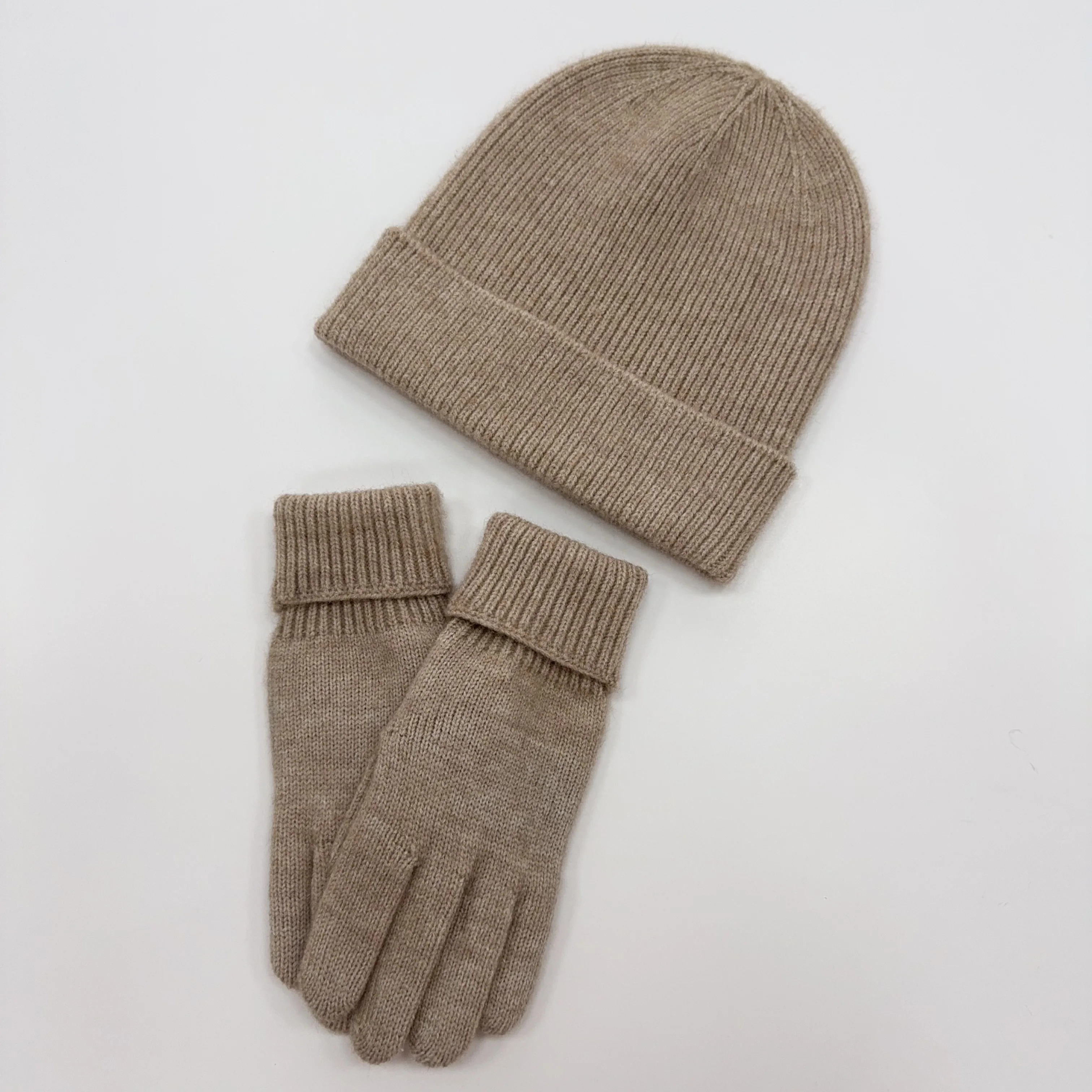 Unisex hot selling knitted flat needle ribbed scarf, hat, glove set, comfortable and versatile for various occasions