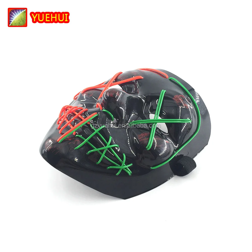 In Stock Led Skeleton Ghost Mask Full Face EL Wire Scary Skeleton Halloween Rider Party Mask Double Color Fluorescent Mask