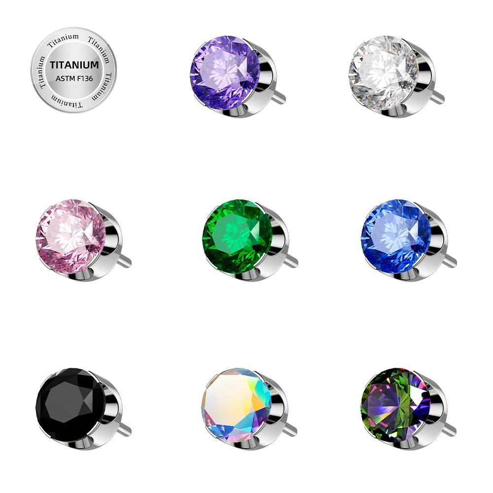 Toposh G23 Titanium Body Piercing Jewelry CZ Zircon Top Labret Stud Cartilage Earring Helix Piercings