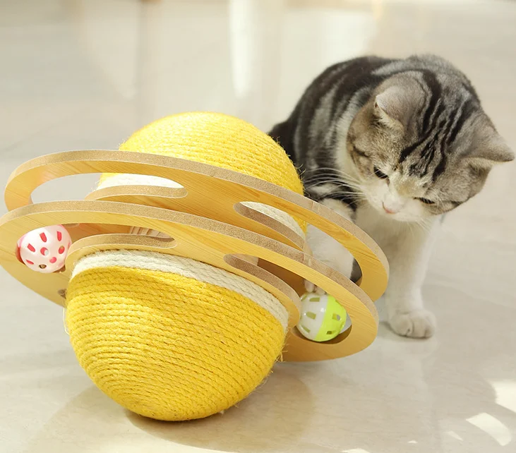 Cat Digging Fun Toy Sisal Wheel Track Amusement Disk Spherical Tumbler Wear resistant Cat Scratch Board Cat Toy