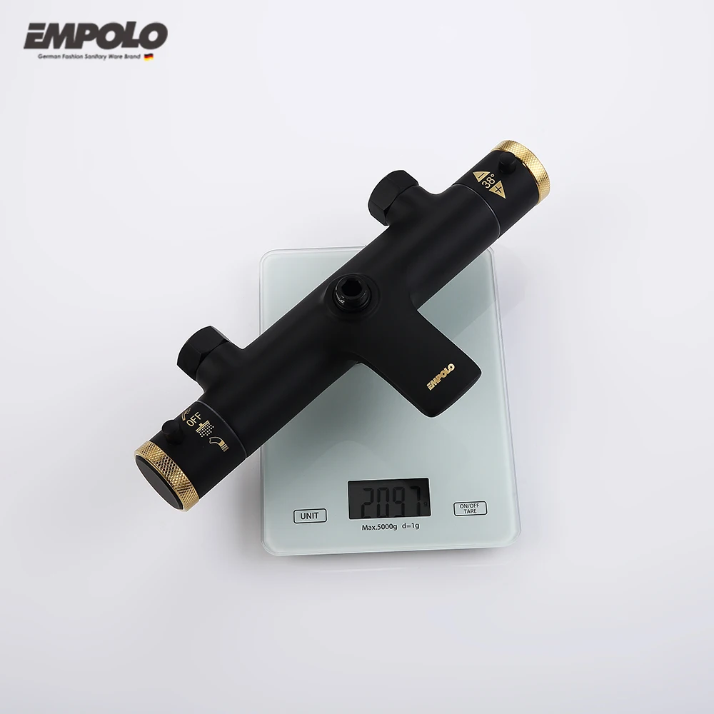 Luxury Copper Rainfall Hotel Bathroom Thermostatic Shower Faucet Set Bath System Mixer Tap Rain Mixer Bath & Shower Faucets