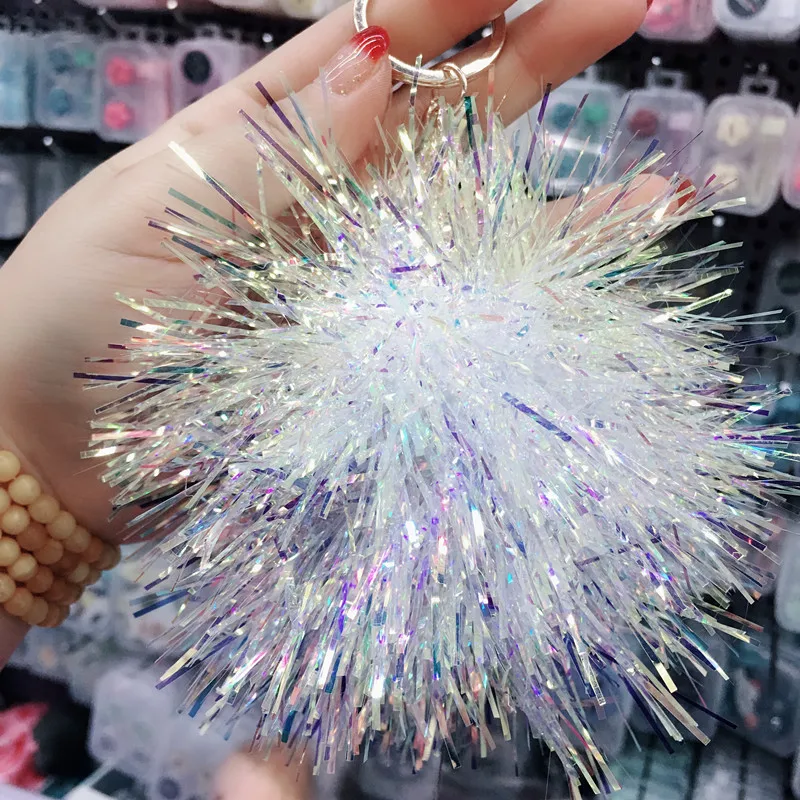 holographic   mini Cheerleading  pom poms key chain  Souvenir Gift for cheerleader