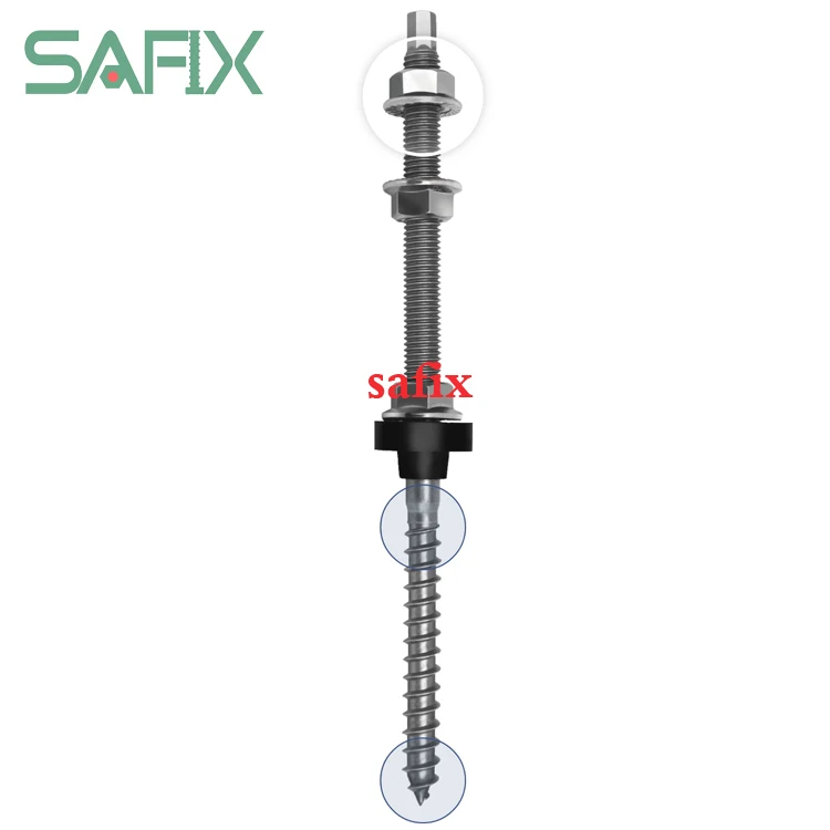 M10*200/250/300 stainless steel 304/316 Double Head wood thread Hanger Bolt for Solar Panel Mounting System