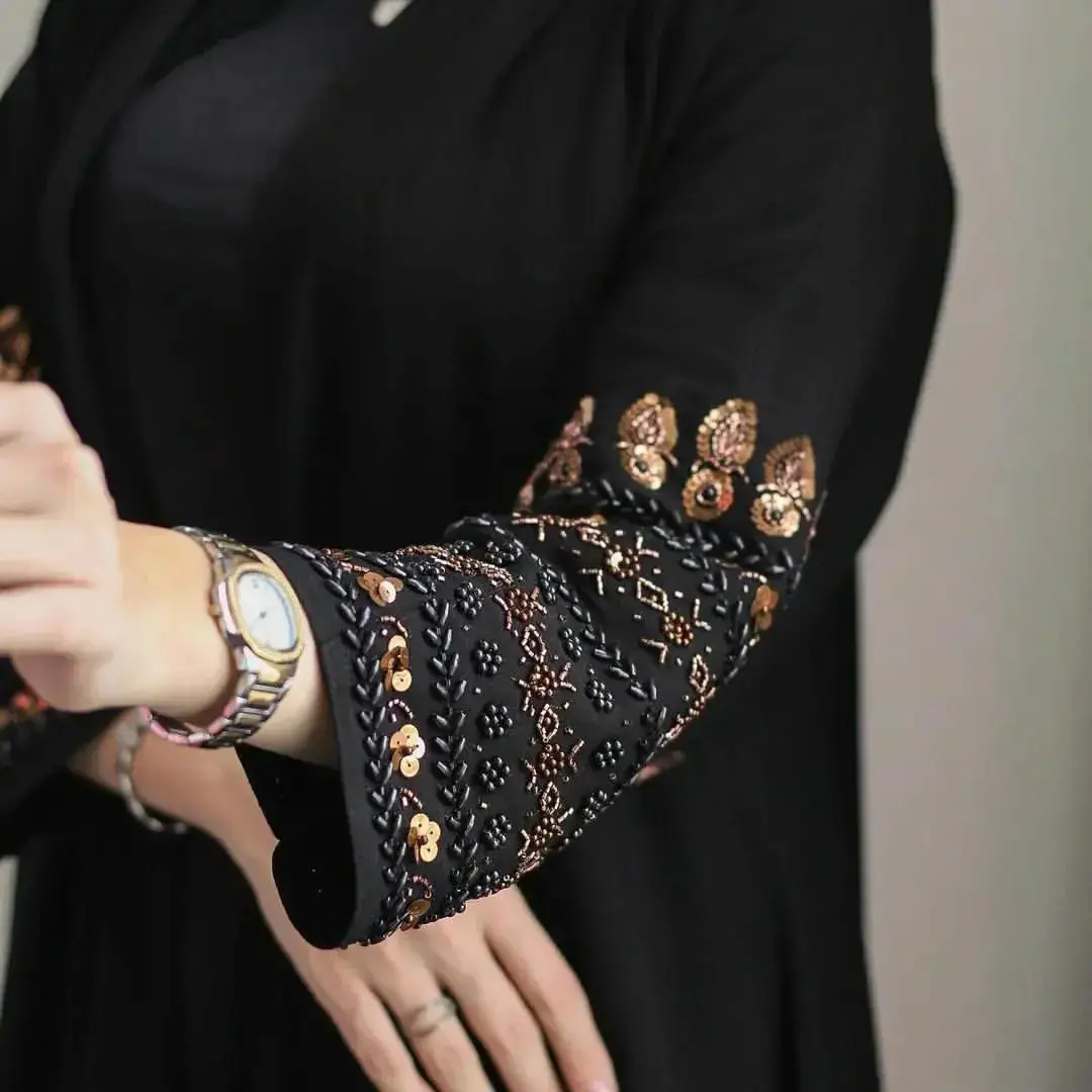 Islamic abaya OEM/ODM EID Abaya одежда высокого качества Черное длинное скромное атласное платье с открытой Исламской одеждой мусульманское