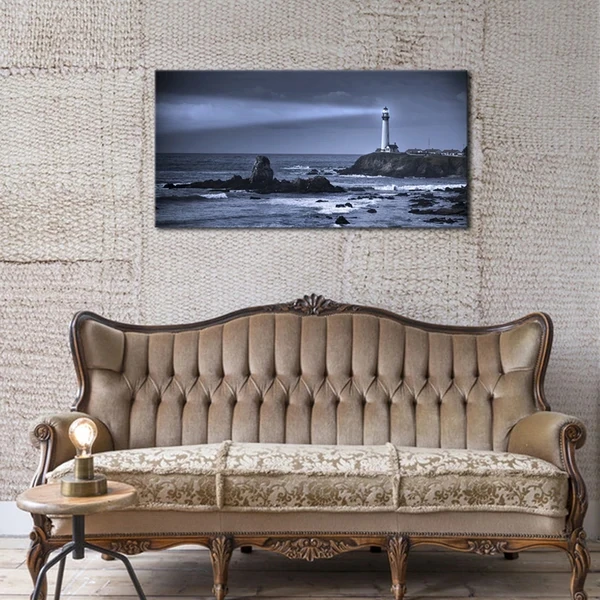 2022 Hot Sale High quality frame wall art Hand Painted The Sea and Pigeon Point Lighthouse on Canvas Oil Paintings
