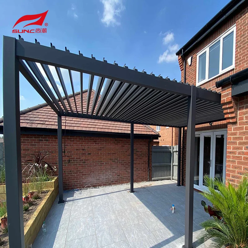 SUNC Outdoor Modern Electric Pergola Roof Patio 5m x 3m Waterproof Bioclimatic Manual Motorized Aluminium Pergola
