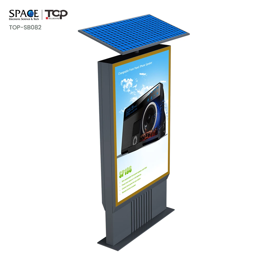 Outdoor Scrolling Light Box Advertising with LED Display Solar Power Light Boxes
