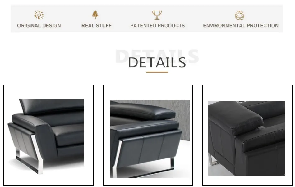 Evergo furniture black leather sofa set