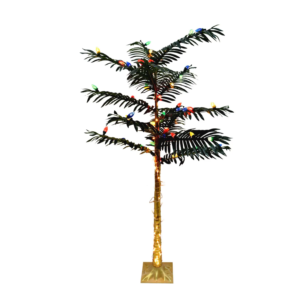 Factory Custom Artificial 72in Green Palm Trees With Colorful C7 Ornaments For Home Holiday Party Christmas Decor