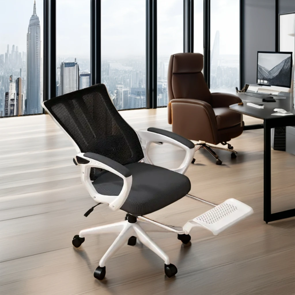 Стул для офиса с регулируемой высотой и функцией охлаждения, компьютерное кресло из синтетической кожи с подставкой для ног, для геймеров