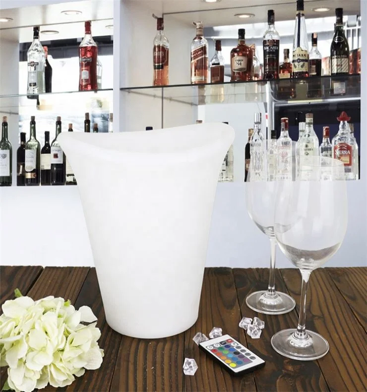 Hot sale Portable Wine bucket LED Barware Round Tray LED ice bucket wine beverage cold beer champagne for parties/home/bars