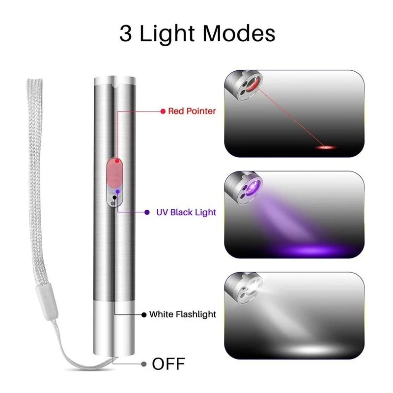 3 Modes Funny Cat Toy 5 Patterns Red Dot Laser Light Sight Pointer Laser Pen USB Charging Pet Interactive Toy