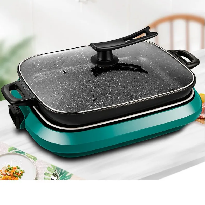 2022 newly design Detachable plate with hot pot 3 in 1 multifunction indoor electric barbecue grill for promotion