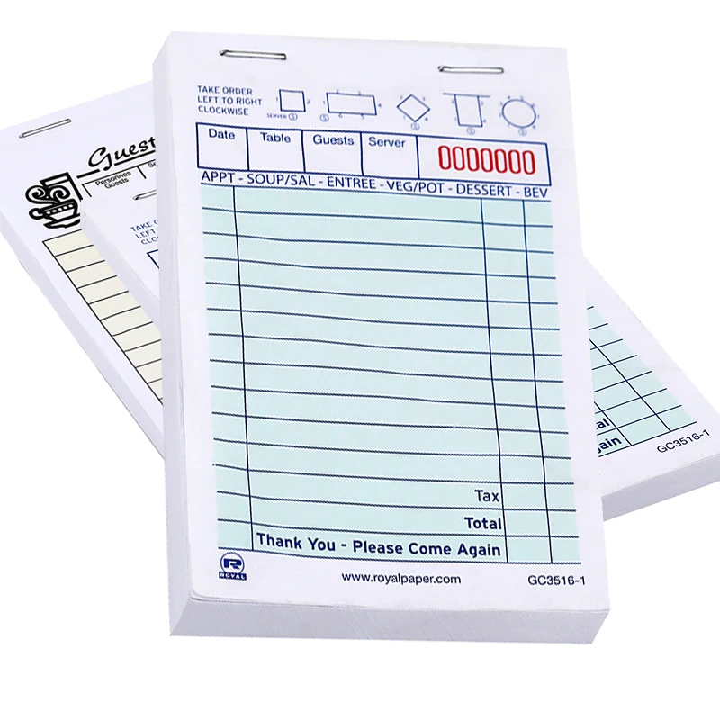 Customized Waiters Pad Book Restaurant Summary Order Book for Restaurants and Hotels