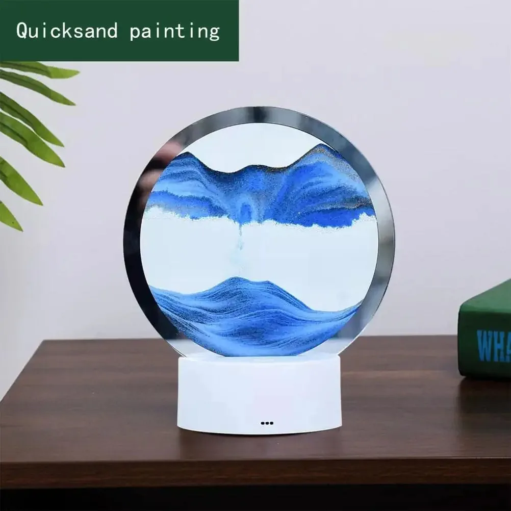 Hot Sale Colorful Large Dynamic Round Glass 3d Deep Moving Flowing Sand Art