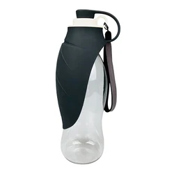 Spot wholesale 580ml soft leaf shape silicone lid pet travel portable dog drinking water bottle