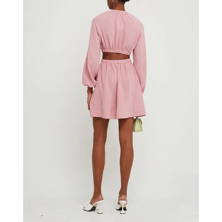 OEM dress brand design cut and sew manufacturer cut out fashion wholesale woman dress short summer cotton dress for women