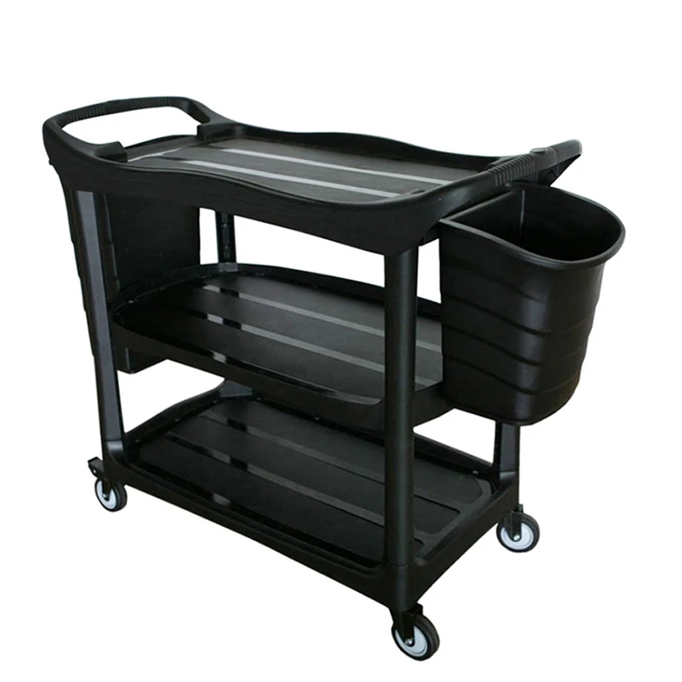
3 layers plastic utility cart with high&low bucket and basin 