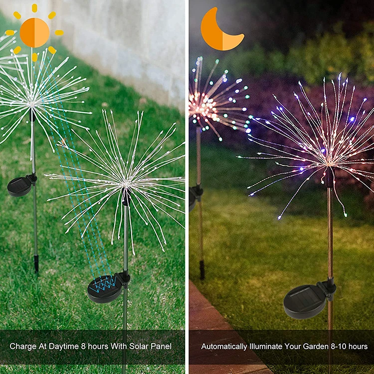  105 LED Outdoor Solar Garden Lights Firework Stake Starburst Fairy Christmas
