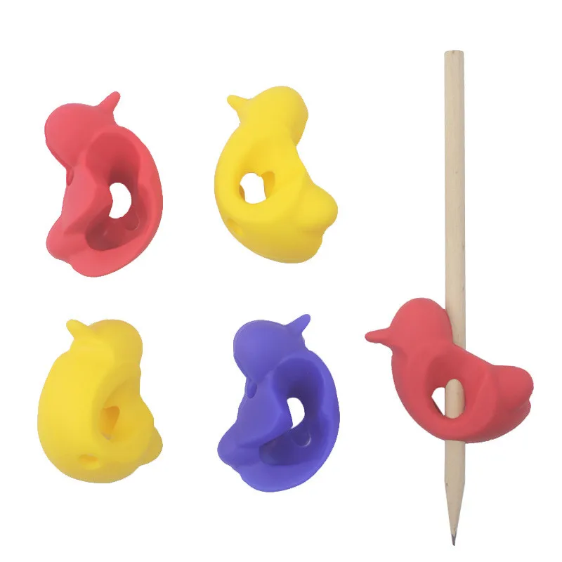High Quality Reusable Big Size Grotto Silicone Bird Pencil Silicone Hand Grips Pencils Holder