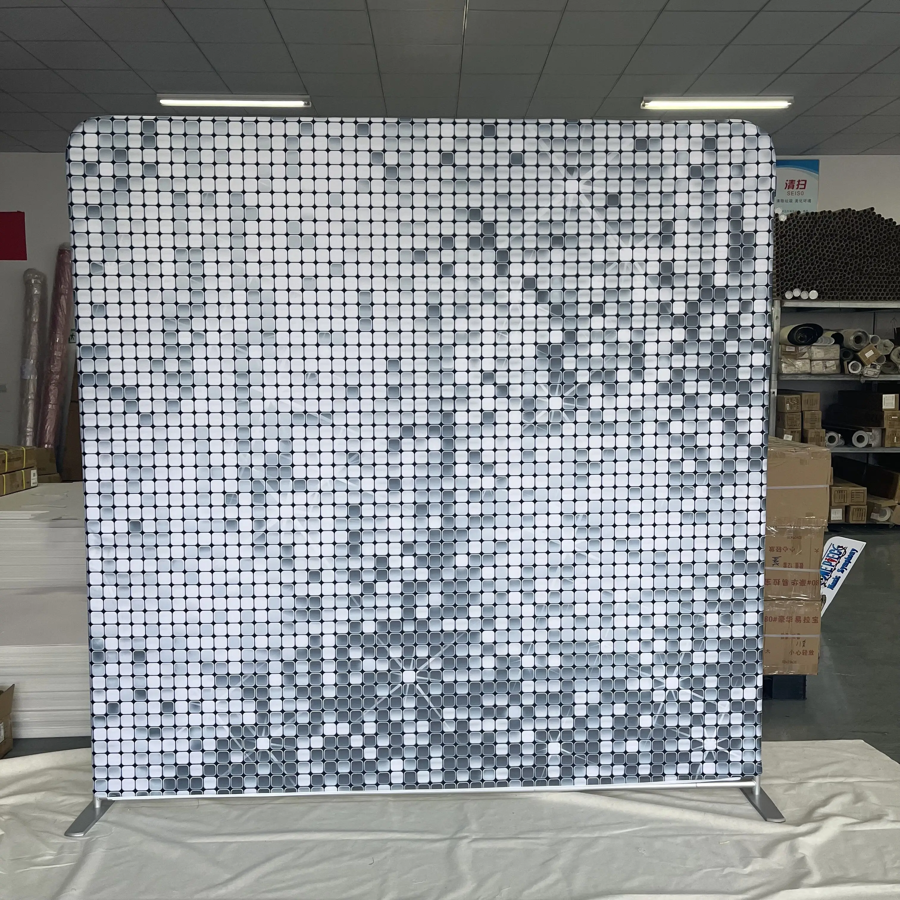 New Design Pillow Case Backdrop Double Sided Printing Banner Stand Tension Fabric Photo Display Stands for Photo Booth