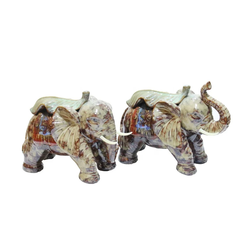 Домашняя мебель, украшения для гостиной, керамические животные ручной работы, современные керамические покрытые банановыми листьями, керамический слон