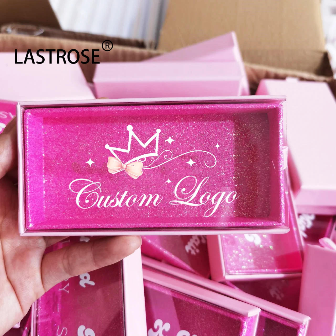 Wholesale Baby pink Eyelash Box Nude Eyelash Packaging Box Drawer Paper Box for False Lashes
