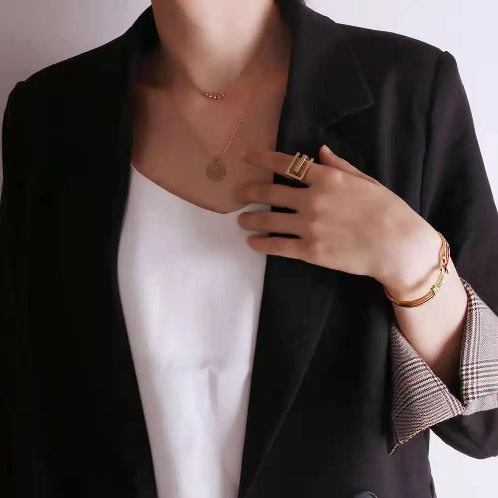 fashion 2020 minimalist korean geometric metal copper gold plated rings  designs for women