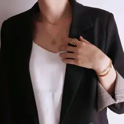 fashion 2020 minimalist korean geometric metal copper gold plated rings  designs for women