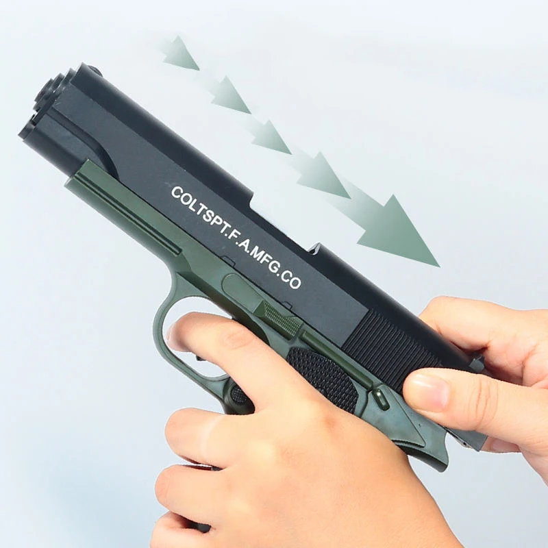 Игрушечный пистолет LONGXI M1911 воздушный мягкий пулевой синий с мягкой пулей цветной Воздушный Игрушечная модель для стрельбы детей