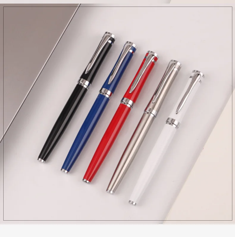 Single Silver Golden Trim Excellent Gifts High Quality Souvenir Signature Pen Full Metal Luxury Roller Ball Rollball Pens