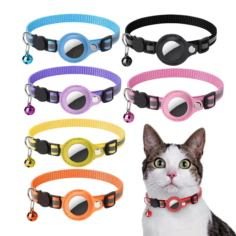 Hot Sale High Quality Soft Adjustable Reflective Polyester Cat Collar Lost-proof Air Tag Pet Cat Collar Cat Training Collar