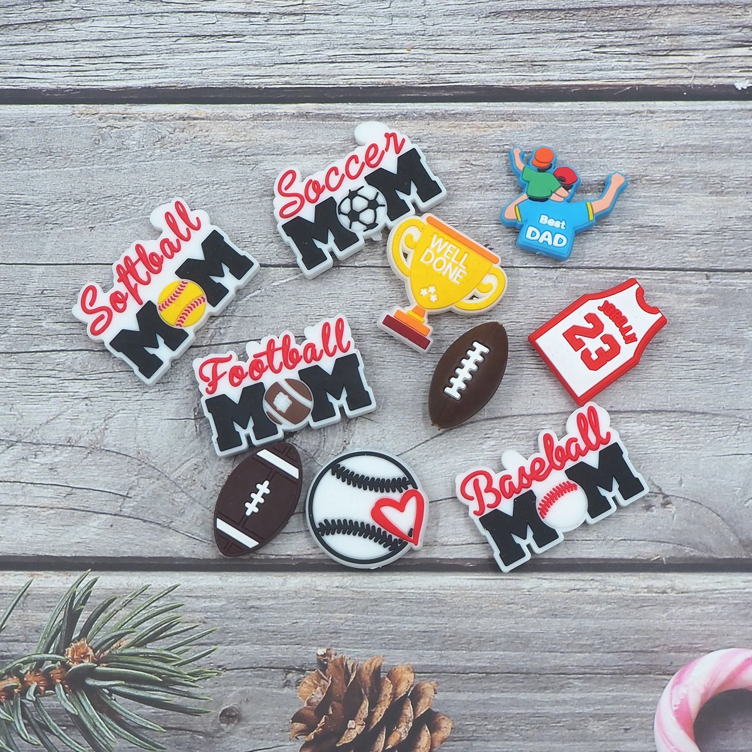 Promotion Food Grade Pattern Rectangle Printing Ball Making Pen Bracelet Silicone Focal Beads