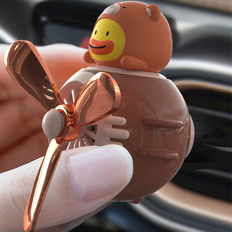 JSZ New Cartoon Car Air Freshener Pilot Rotating Propeller Air Outlet Fragrance For Auto Interior Car Accessories