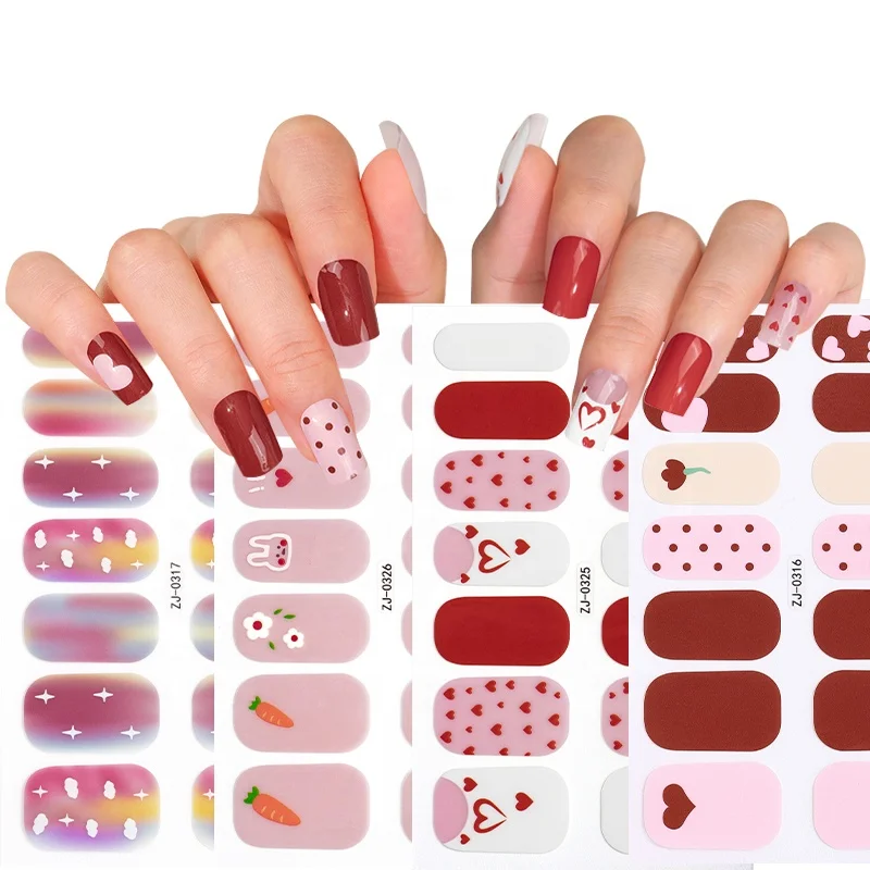 Custom Vegan Wholesale 14 Nail Foil Wraps Cute Luxury Nail Art Sticker Polish Design New Year 2023 Nail Color Strips